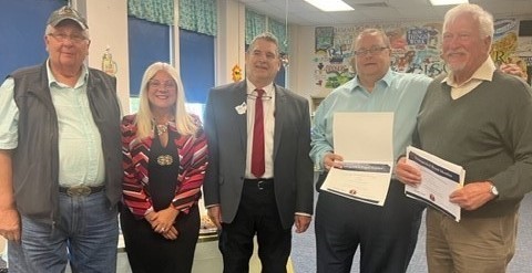 Mr. Reno Contipelli, Northeast Regional Manager for the Ohio School Boards Association delivered service awards to Mr. Eric Walter, Governing Board Member and Mr. Steve Remias, Governing Board Member at our May 9th Governing Board meeting.