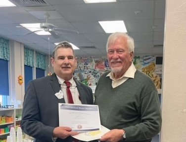 Mr. Reno Contipelli, Northeast Regional Manager for the Ohio School Boards Association delivered a service award to Mr. Geoffrey Kent, Governing Board President at our May 9th Governing Board meeting.