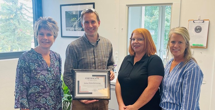 ESCWR Vocational Team presented Solon Manufacturing with a plaque of appreciation for our school & business partnership.