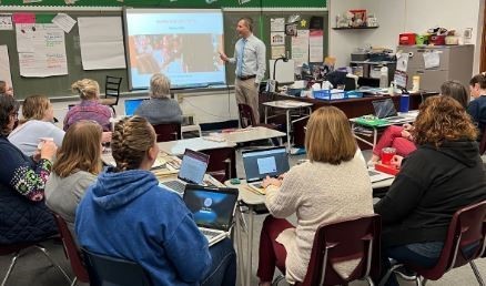 Math Specialist, Frank Carraher delivers Professional Development at Fairport Harbor&#39;s McKinley Elementary. The teachers were working through the HQIM process of Unit Internalization. 