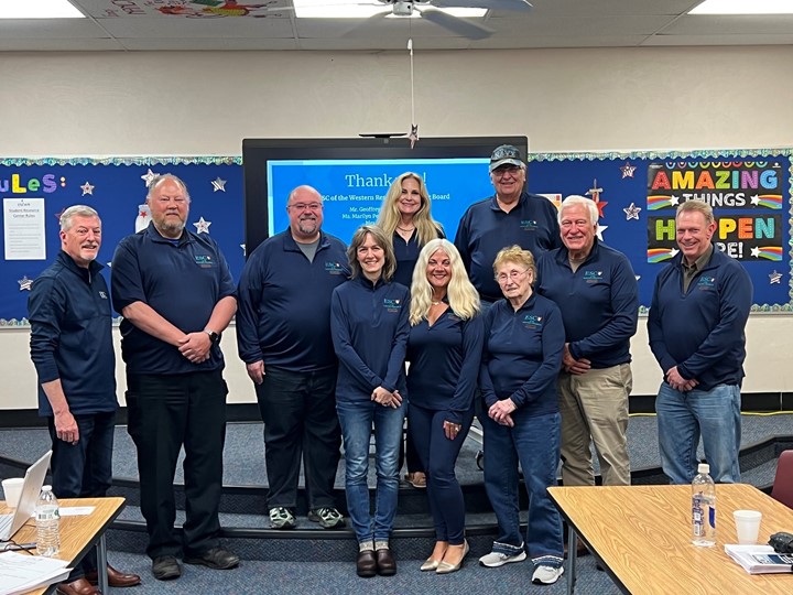 Proudly representing the ESCWR! Our governing board members, treasurer, and superintendent sporting ESCWR apparel at our latest meeting. 